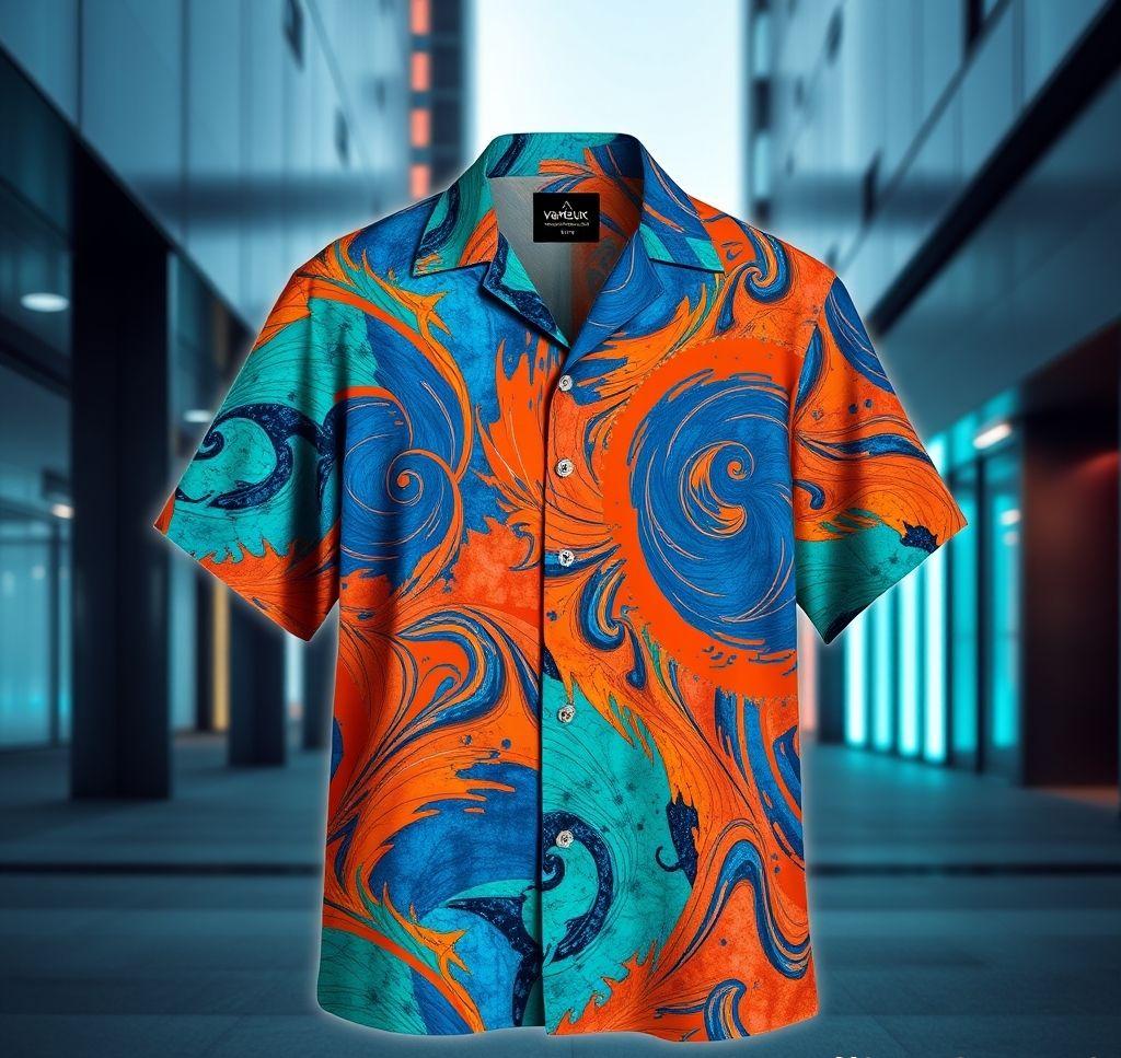 Electrifying Mosaic Print Hawaiian Shirt - Bold & Vibrant Design