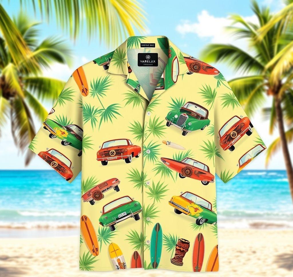 Vibrant Hawaiian Shirt with Retro Convertible Design