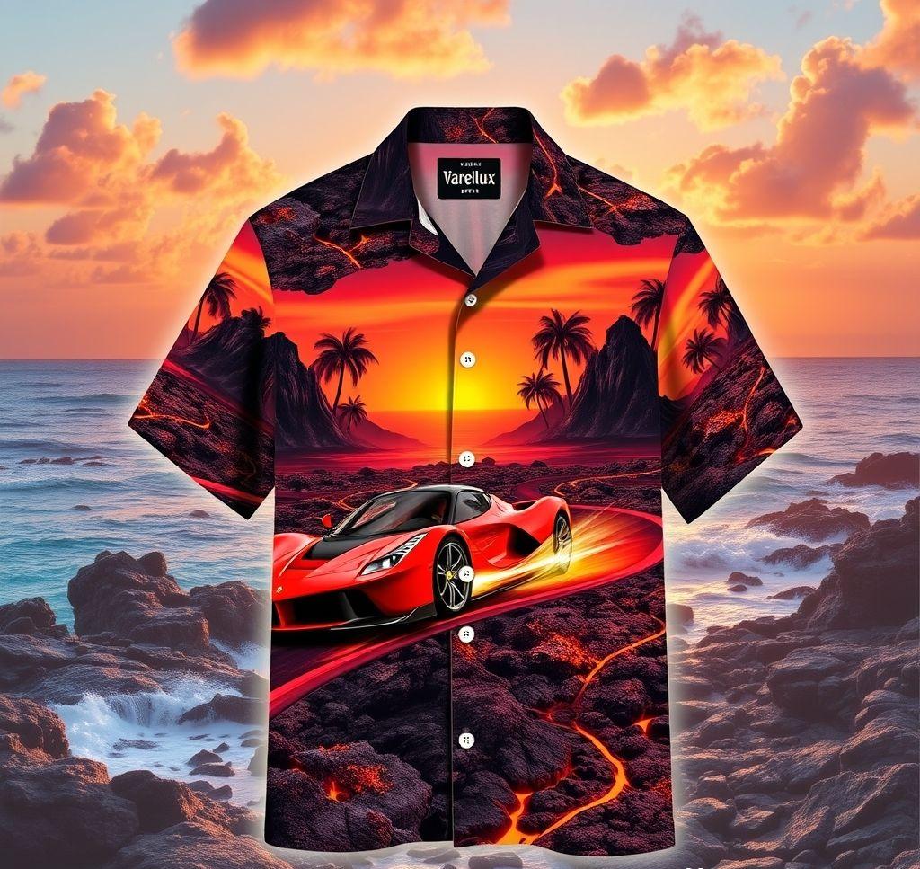 Hawaiian Shirt with Ferrari SF90 Design
