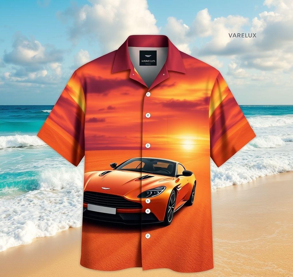 Stylish Hawaiian Shirt with Aston Martin Vantage Design