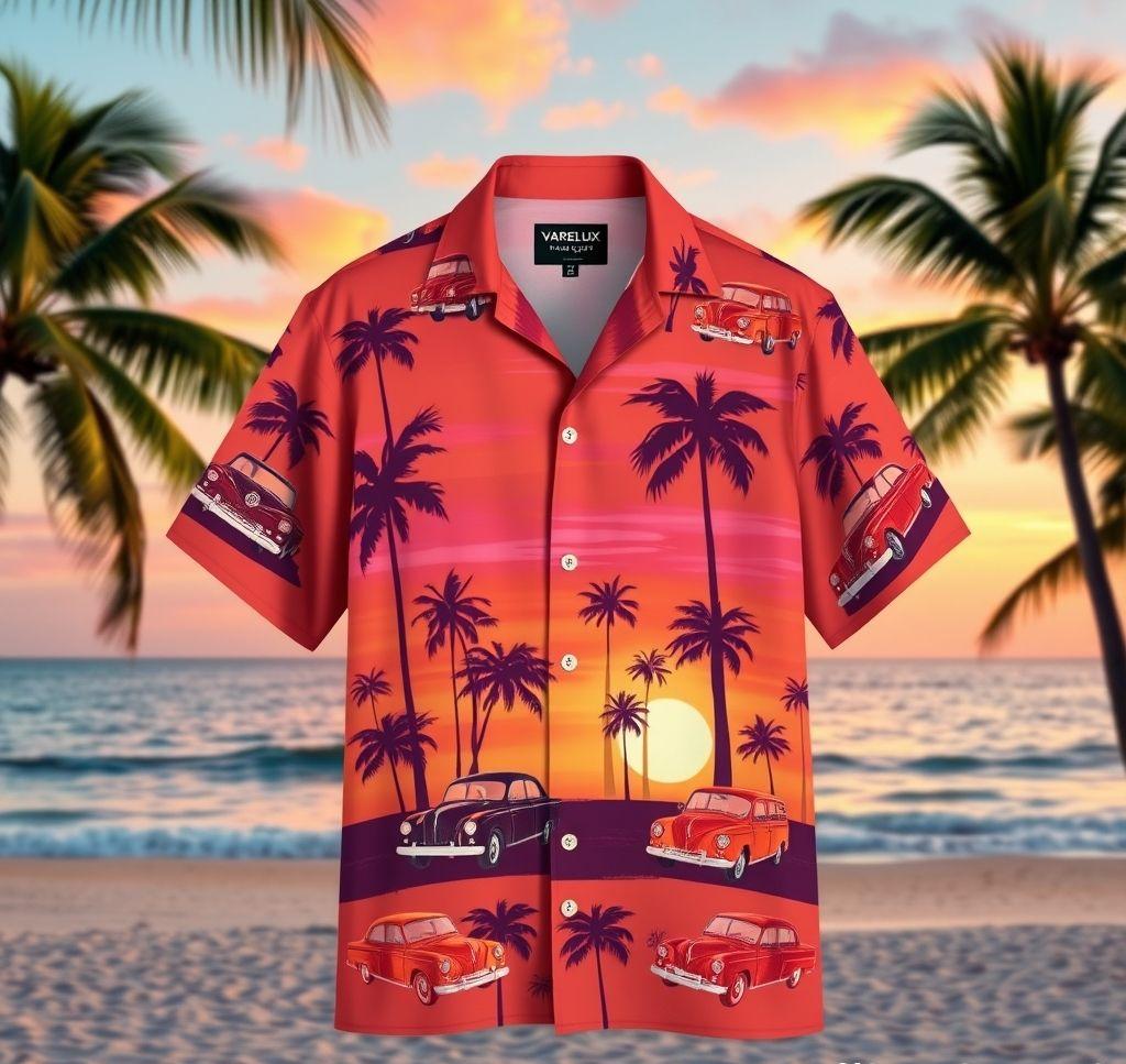 Vibrant Hawaiian Shirt with Sunset Colors