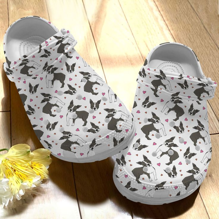 Beautiful Boston Terrier Dog Pattern Clogs