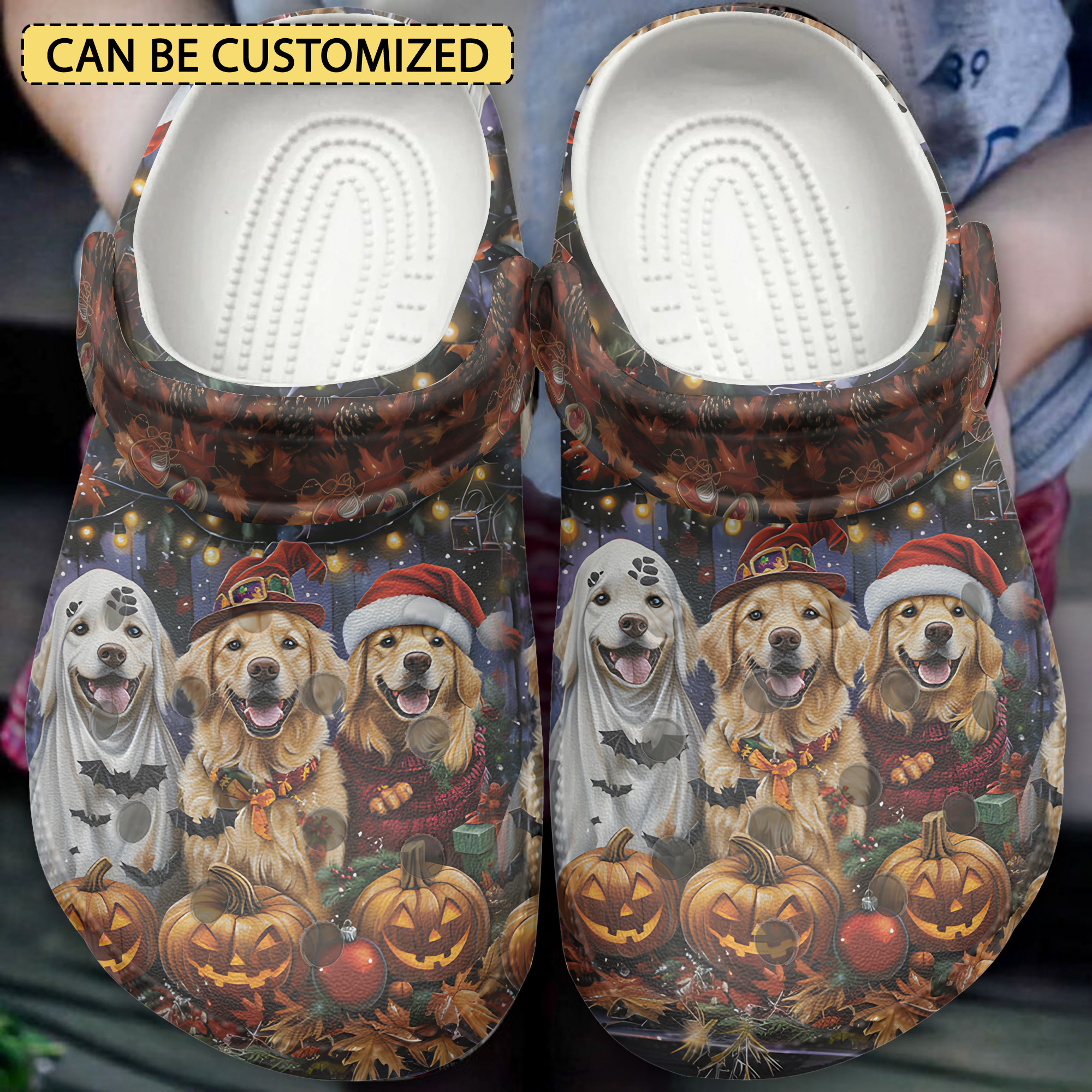 Custom Name Happy Holiday Dog Pet Clogs For Kids And Adults