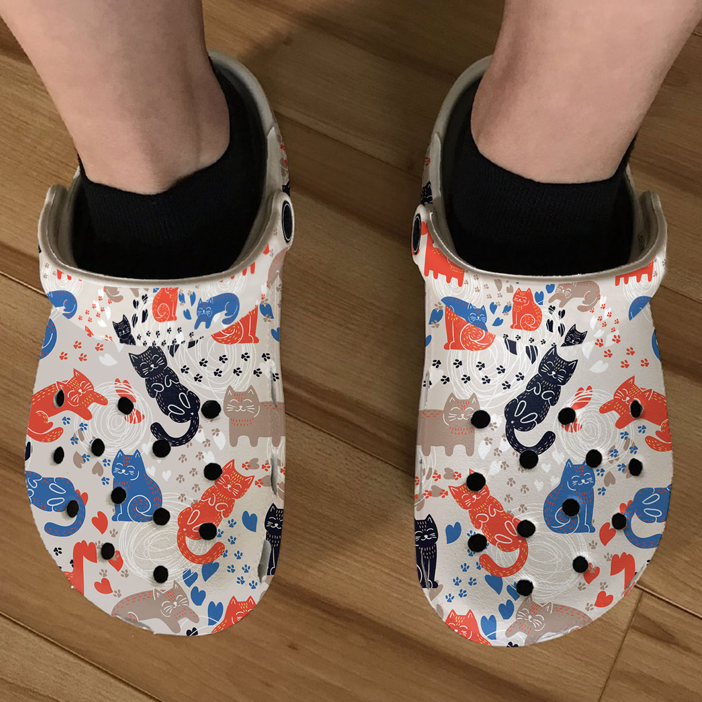 Cute Cat Funny Seamless Pattern Clogs