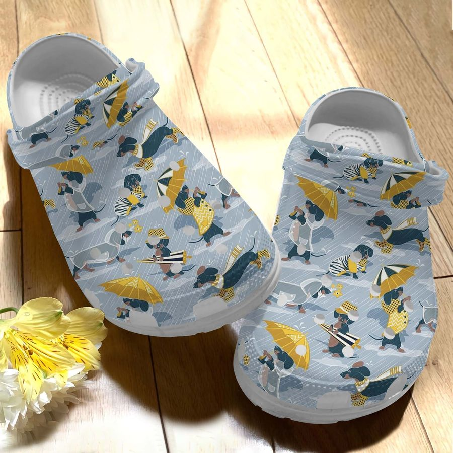 Dachshund Get ready For Rainy Walk Clogs, Unisex Film Clog Shoes, Pet Clogs