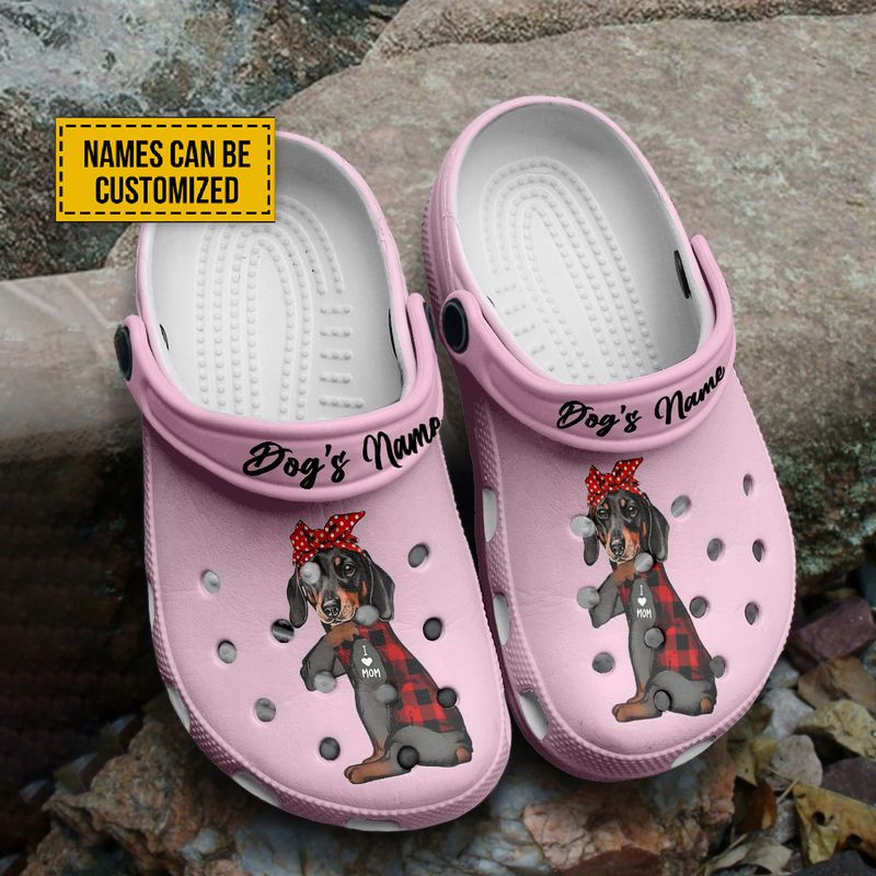 I Love Mom Cute Dachshund Clogs Shoes, Gift for Dog's Mom And Dog's Dad