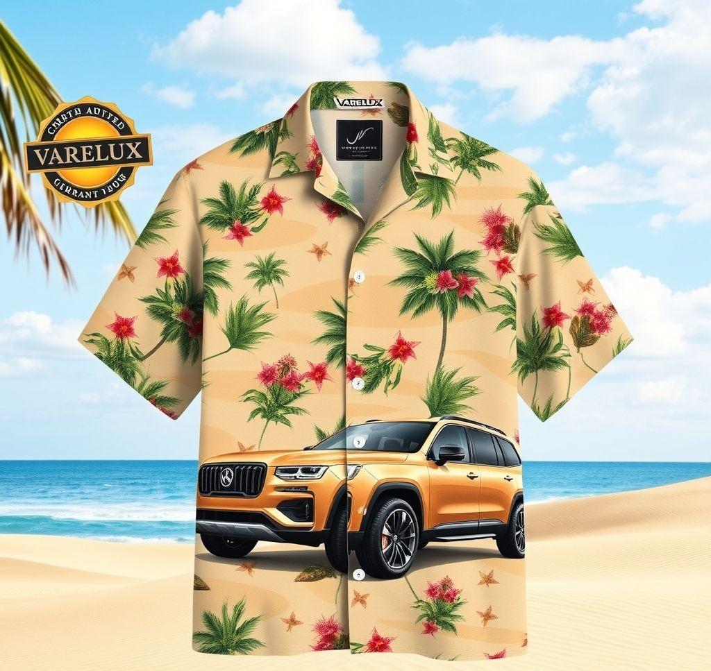 Elegant Hawaiian Shirt with Luxury SUV Design