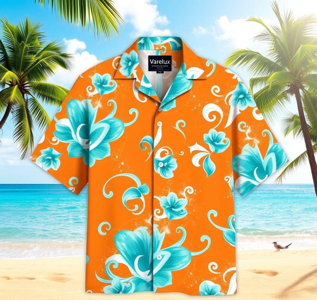 Vibrant Hawaiian Shirt with Cabriolet Cutouts and Pastel Petals