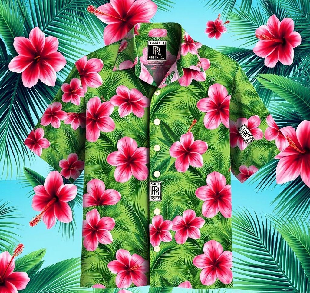 Elegant Hawaiian Shirt with Rolls Royce Pattern
