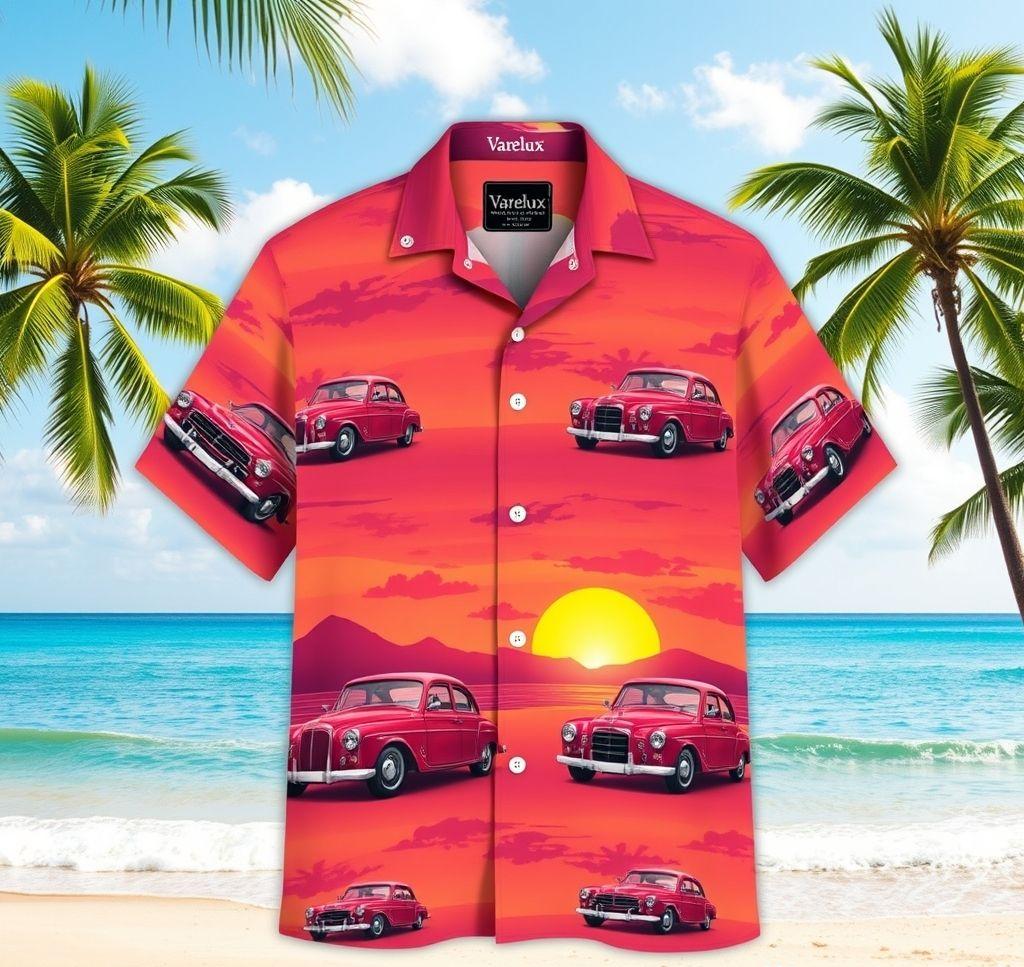 Vibrant Hawaiian Shirt with Classic Cars Design