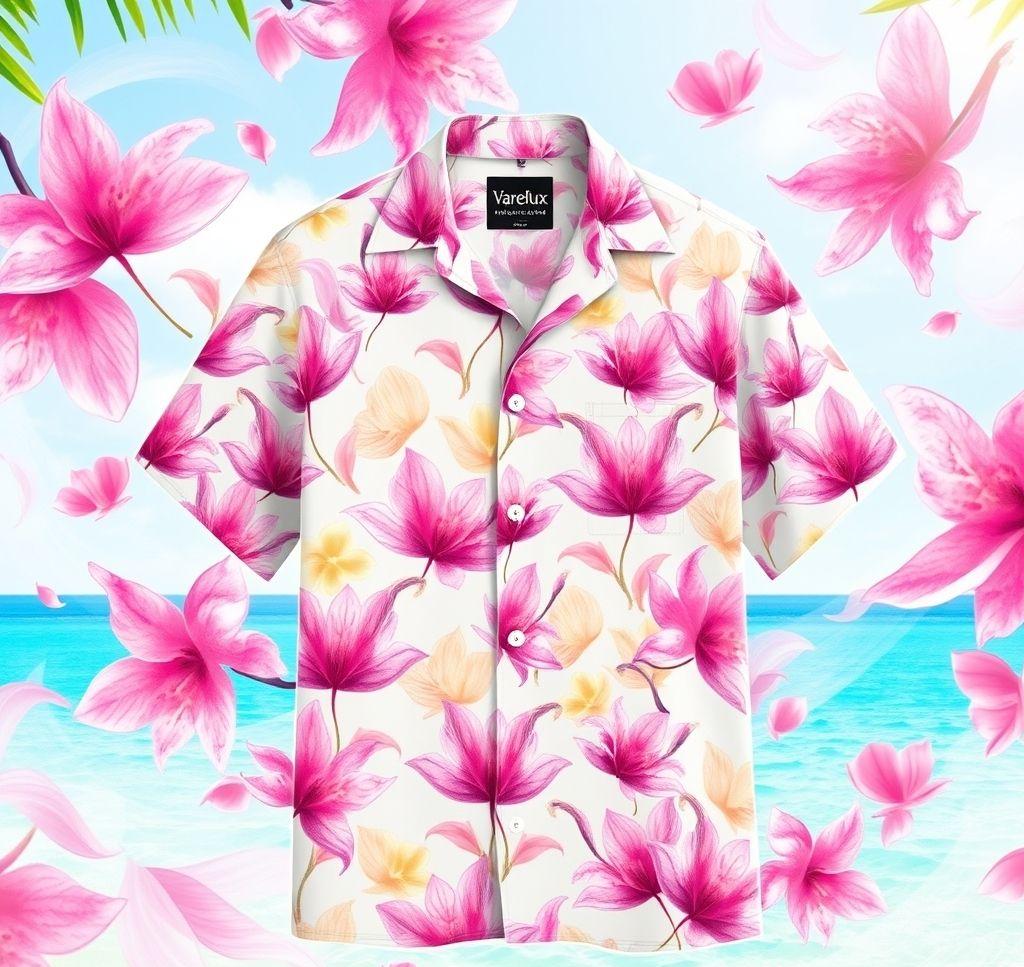 Elegant Hawaiian Shirt with Cabriolet Silhouettes