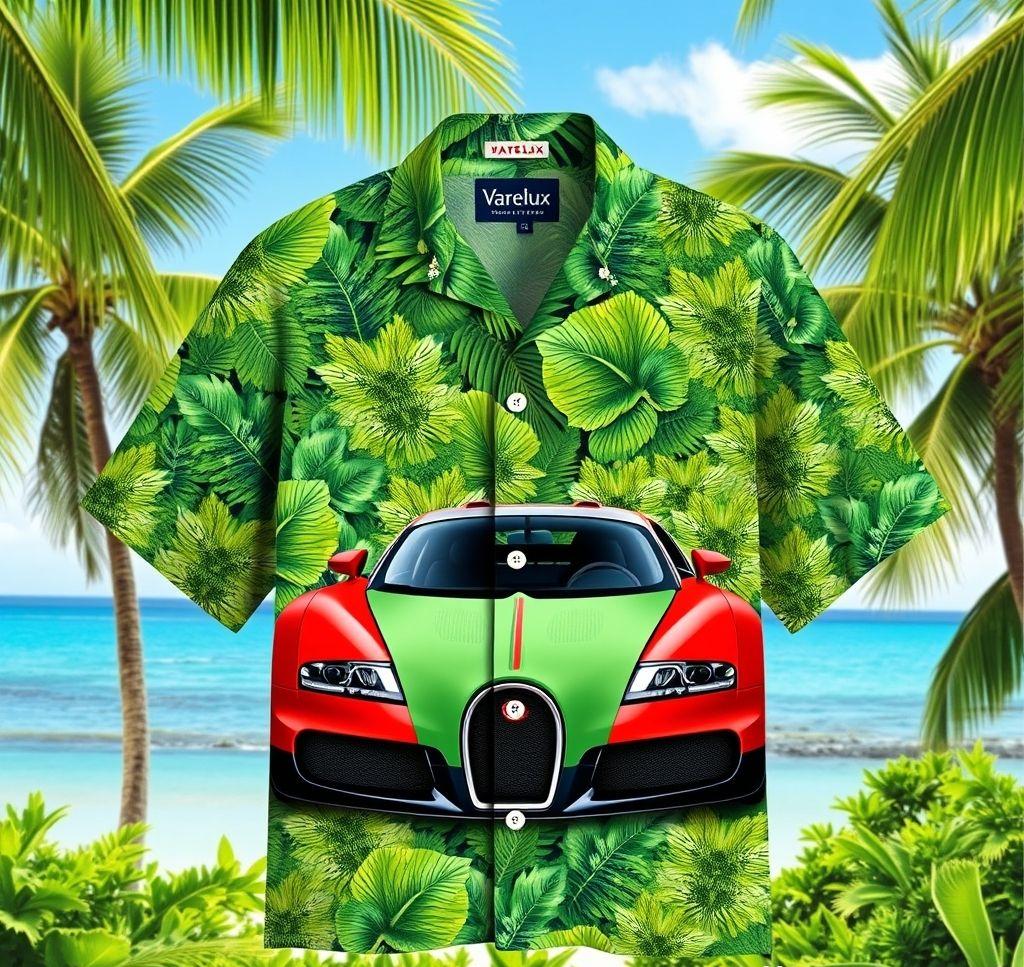 Vibrant Hawaiian Shirt with Bugatti Veyron Design