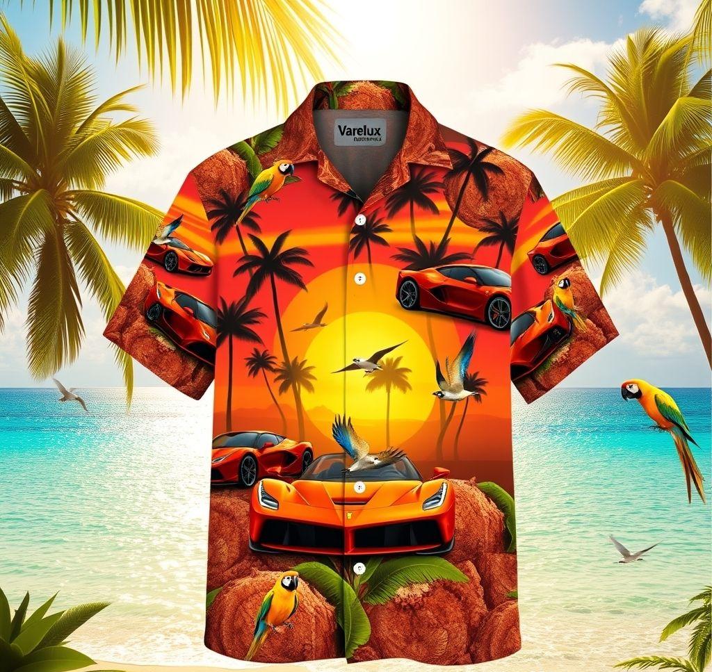 Vibrant Hawaiian Shirt with LaFerrari Cutouts