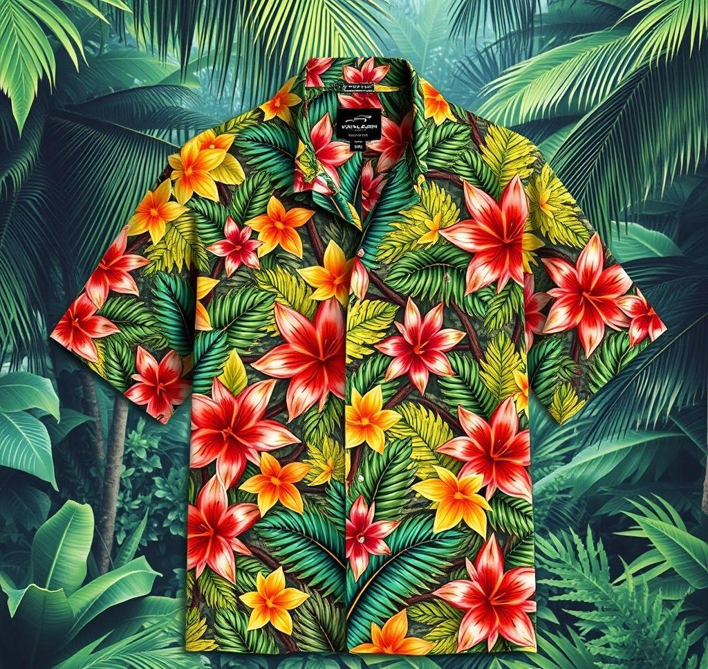 Stylish Hawaiian Shirt with Tropical Floral and McLaren Design