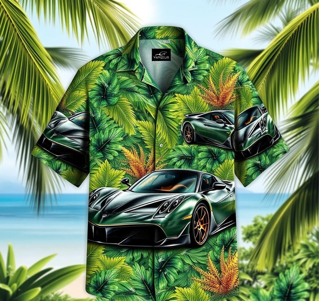 Hawaiian Shirt with Pagani Huayra Roadster Design