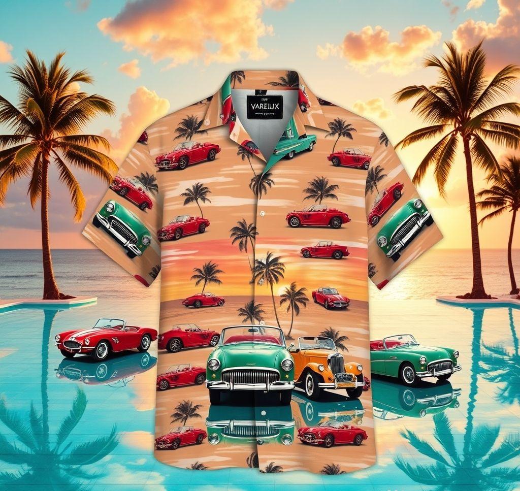 Hawaiian Shirt with Vintage Convertibles