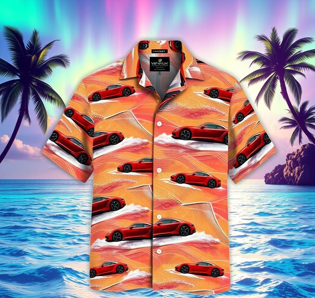 Vibrant Hawaiian Porsche Taycan Shirt