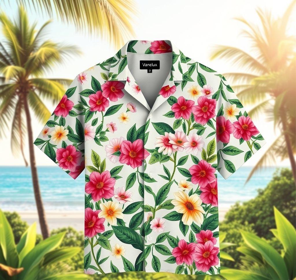 Vintage Hawaiian Shirt with Embroidered Floral Design