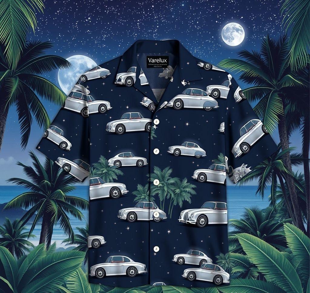 Tropical Hawaiian Shirt with Silver Coupe Design