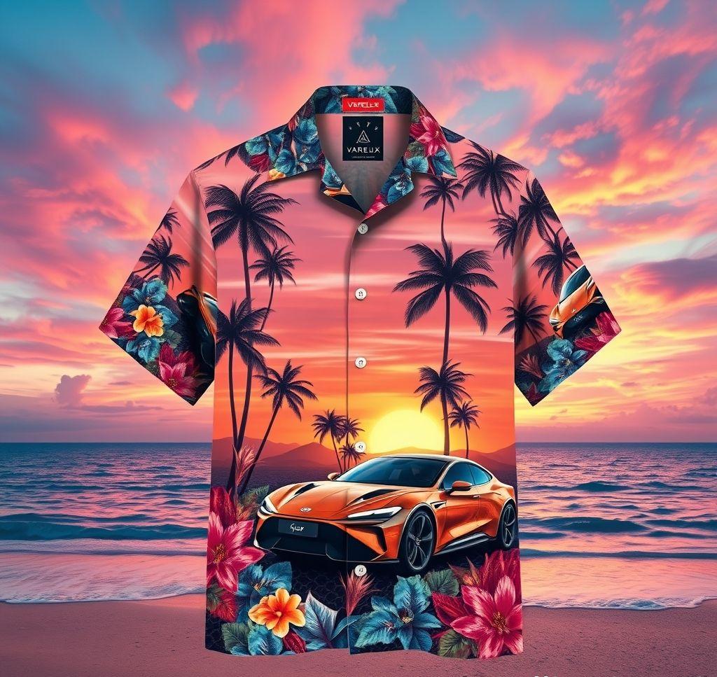 Futuristic Hawaiian Shirt with Tropical Design