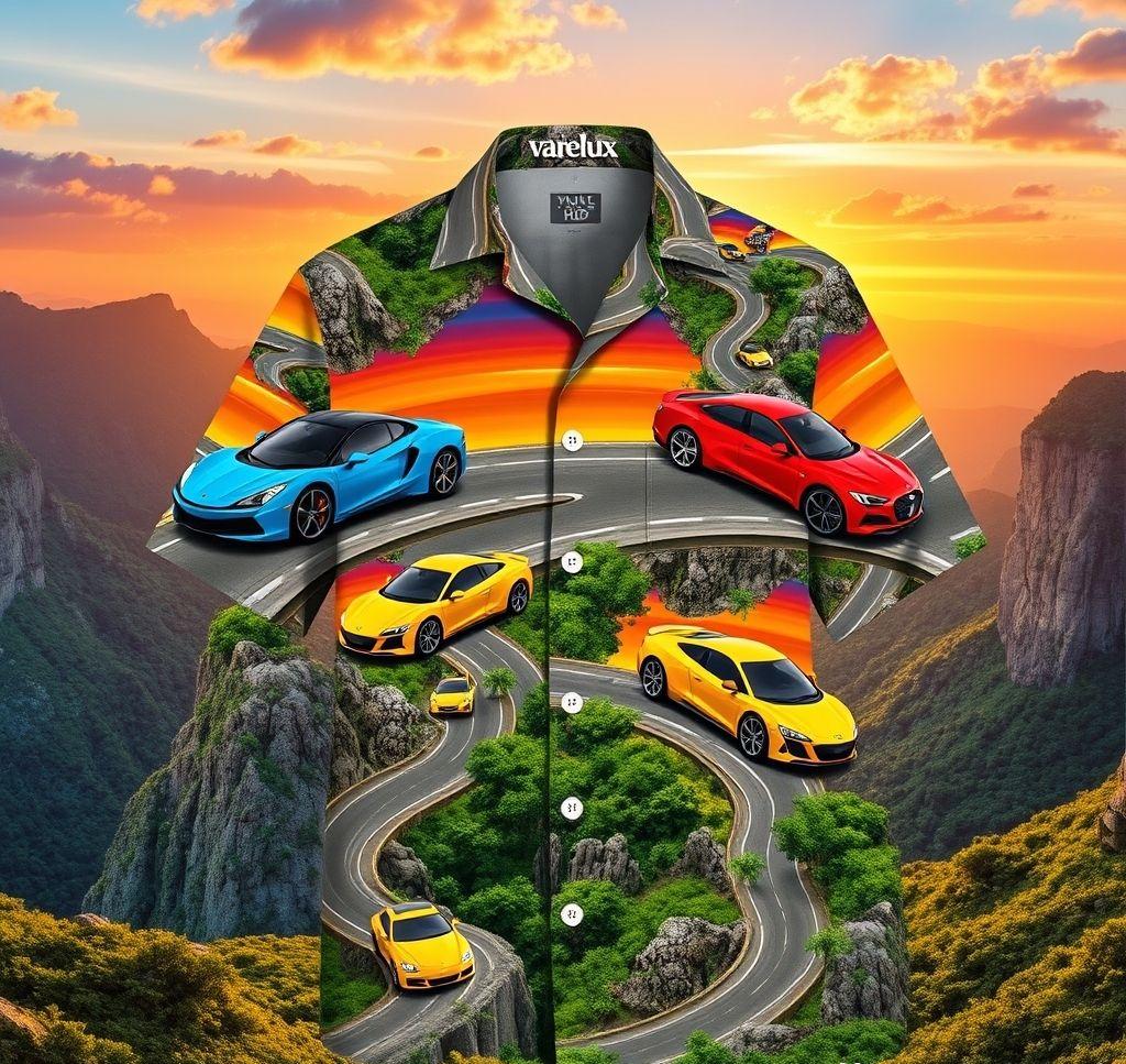 Stylish Hawaiian Shirt with Sedan Print for Summer Adventures