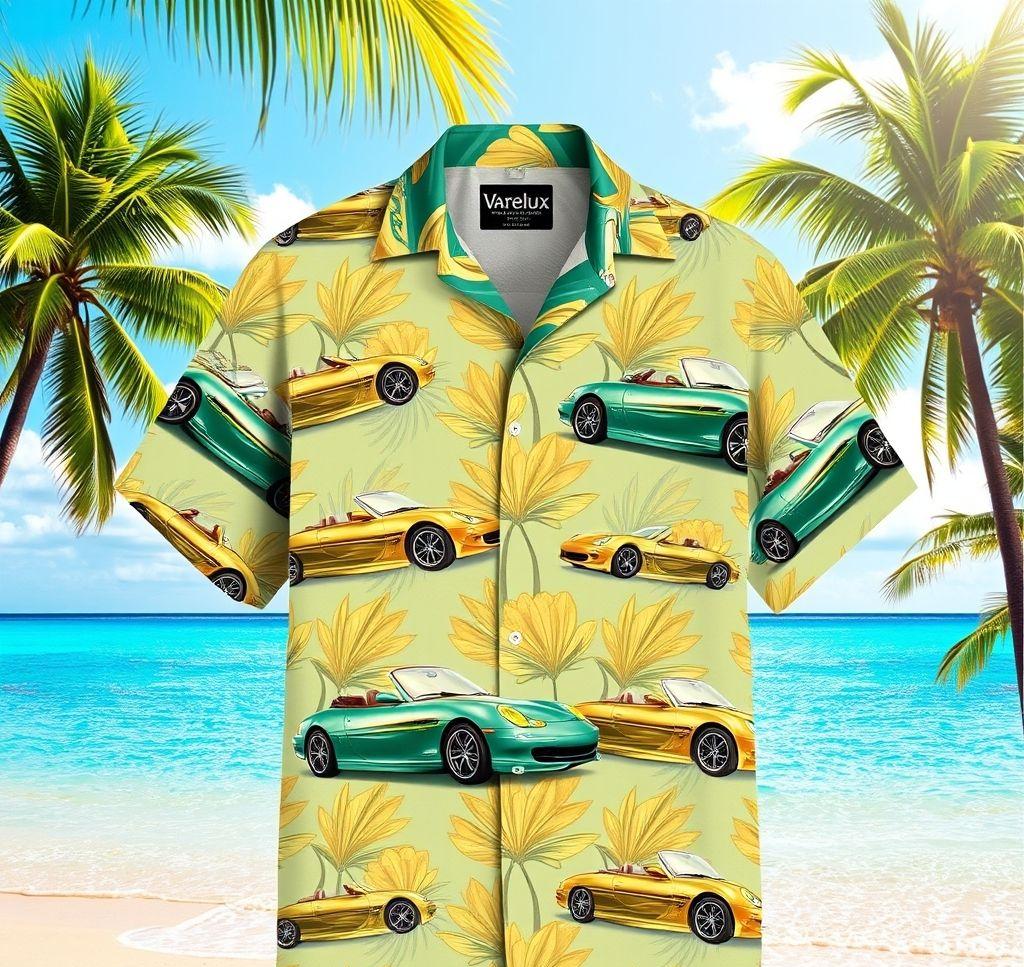 Vibrant Hawaiian Shirt with Auto and Floral Design