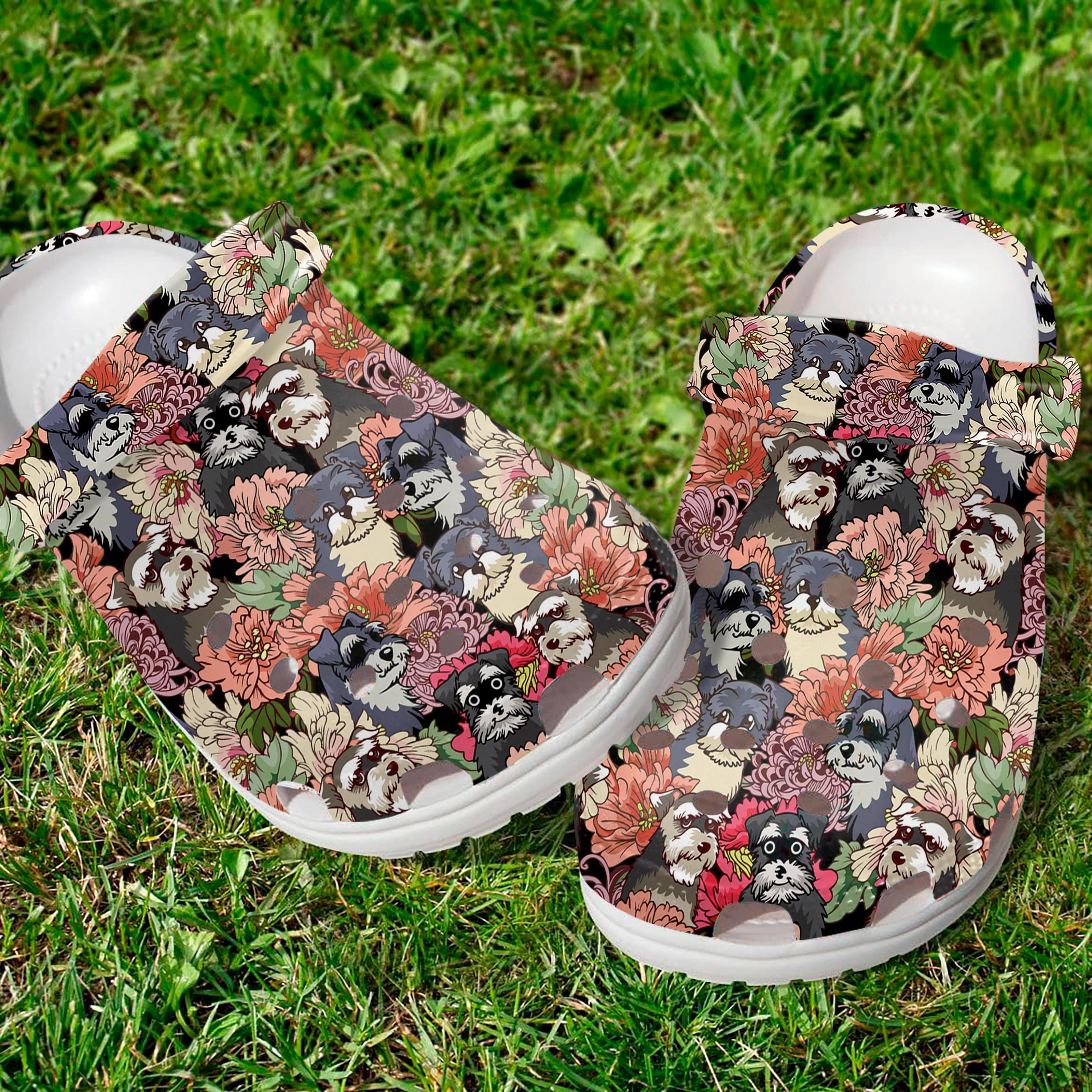Schnauzer Floral Slippers