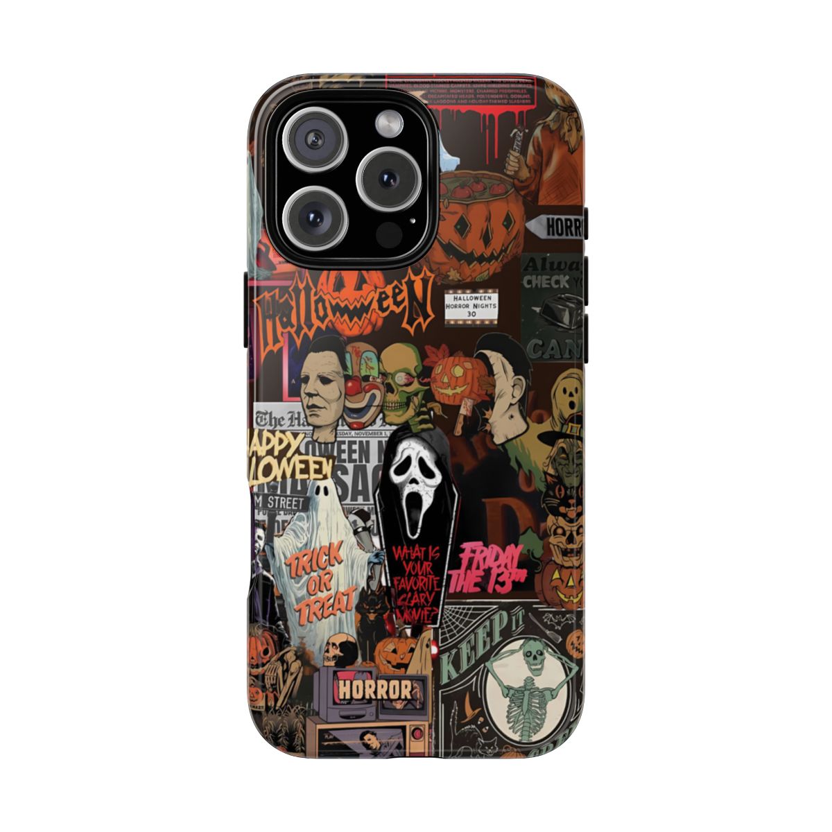 Spooky Vintage Halloween Phone Case - Colorful Horror Movie Collage