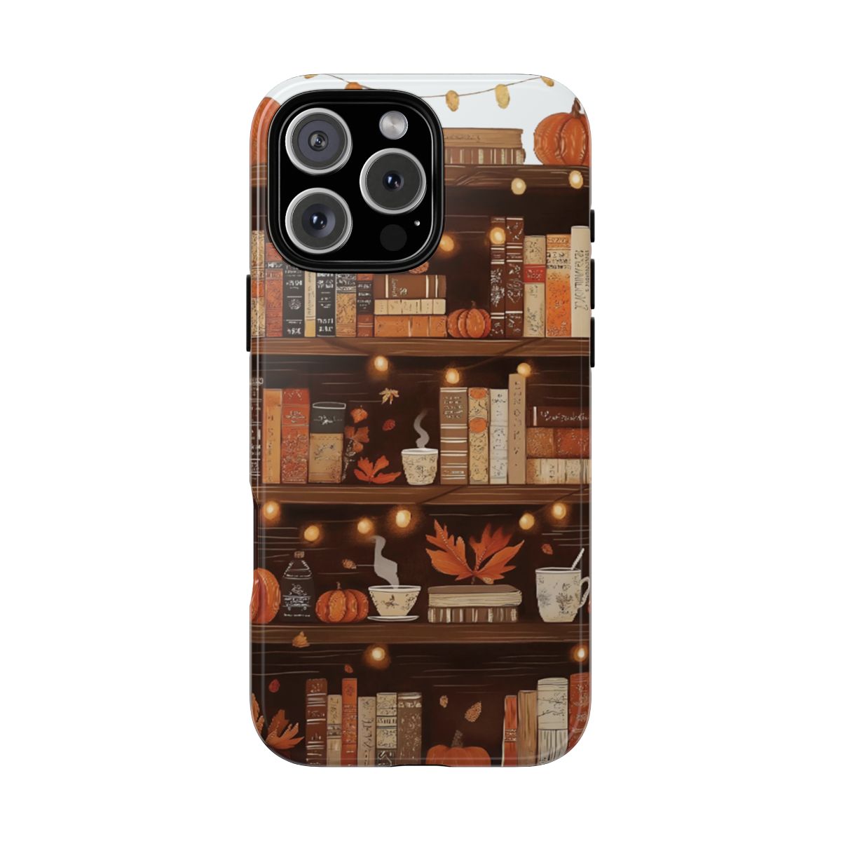 Cozy Bookish Fall Phone Case - Autumn Bookshelf Dark Academia Aesthetic - Phone Case for Iphone/ Samsung/ Google Pixel