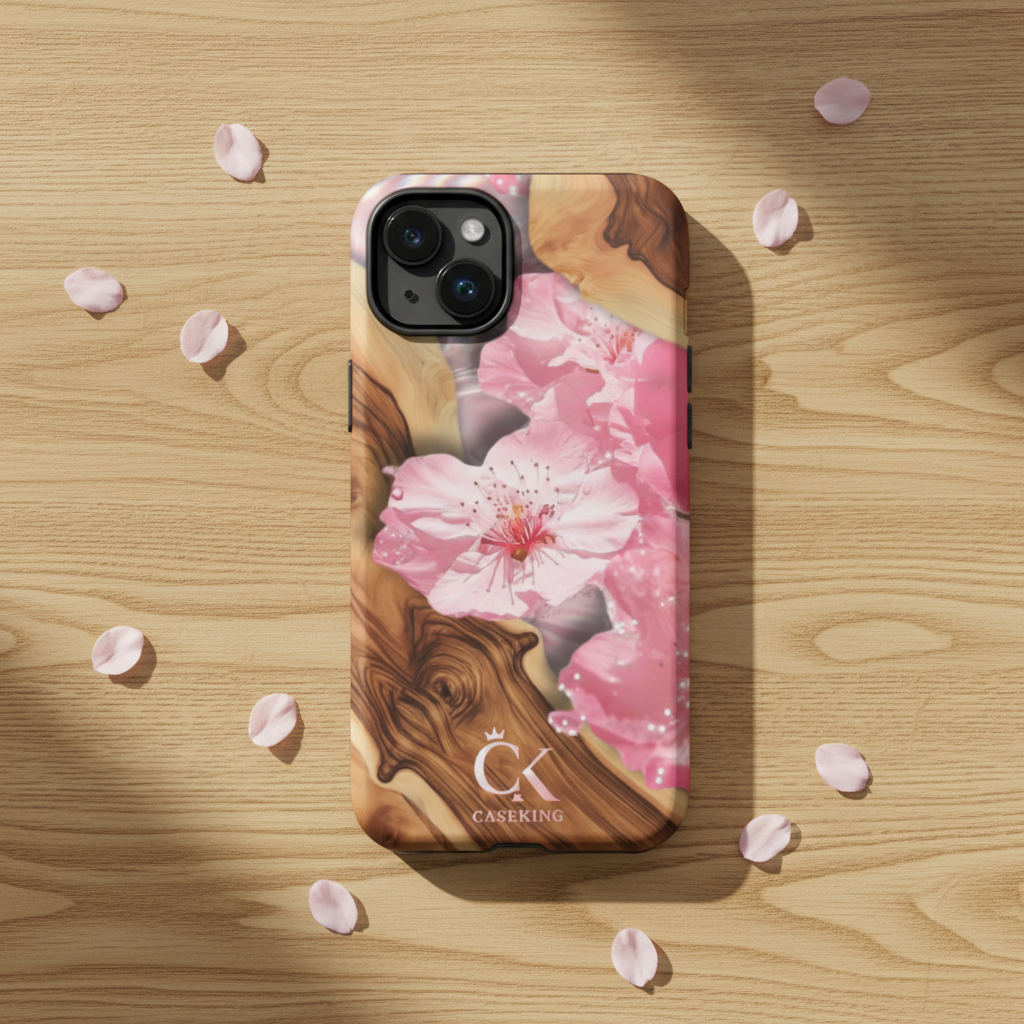 Pink Aesthetic Floating Cherry Blossoms Wooden Epoxy Mix