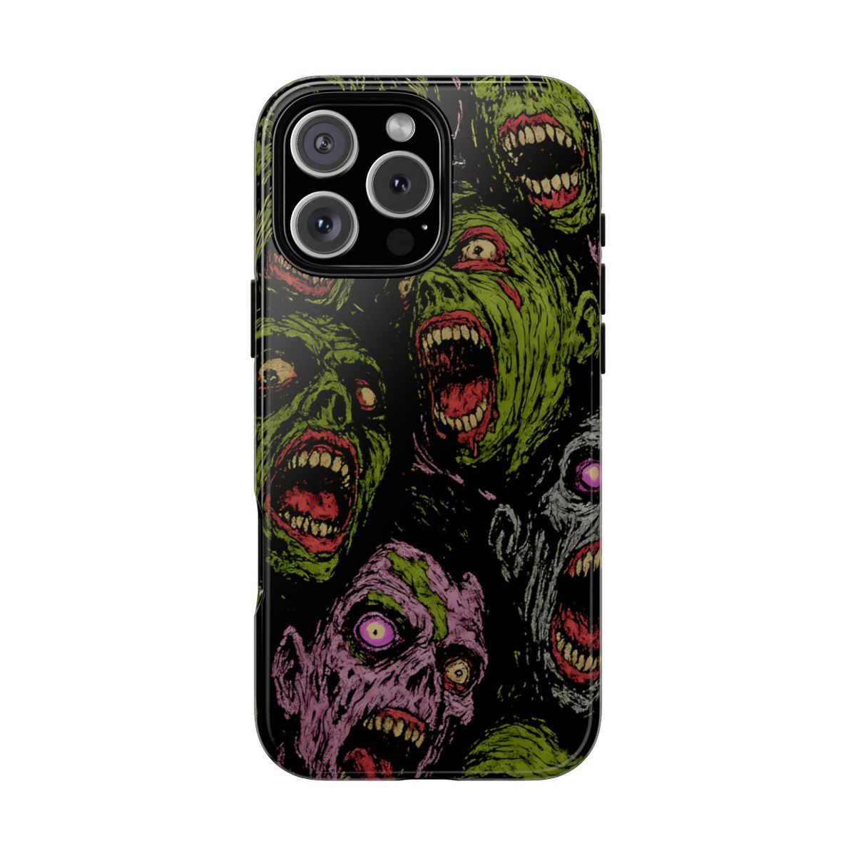 Zombie Horror iPhone Case, Grunge Undead Art Phone Cover, Creepy Green Skull Design