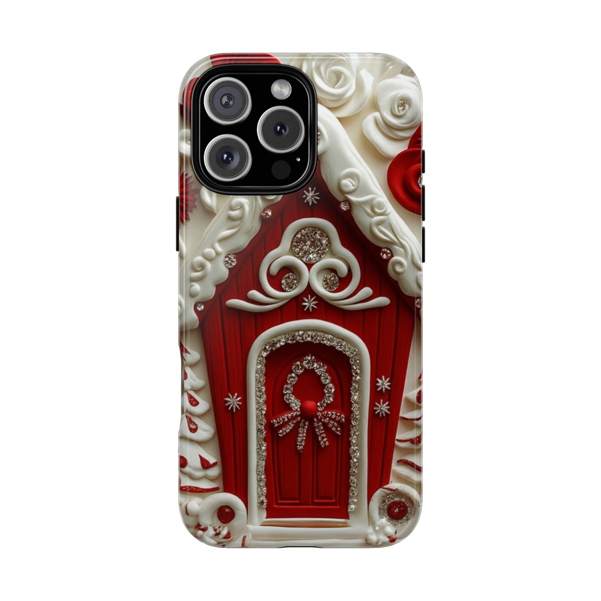 Gingerbread Christmas Phone Case with 3D Effect Winter Design Textured White Swirl Background Secure Fit Protection for Modern Smartphone Users