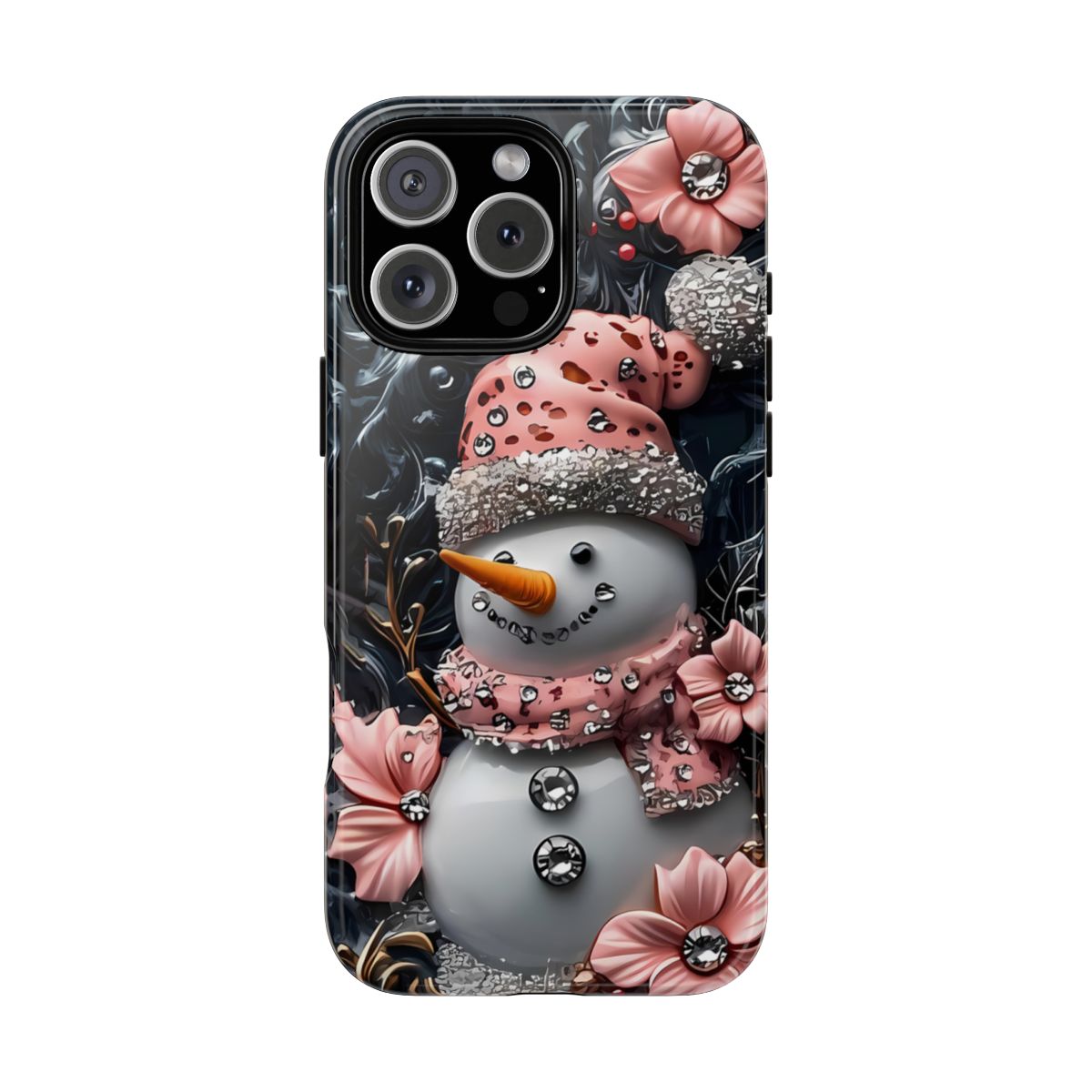 Festive Christmas Snowman Phone Case Bling Pastel Winter Design with Precise Cutouts for Buttons & Ports Safe Protection for Daily Use
