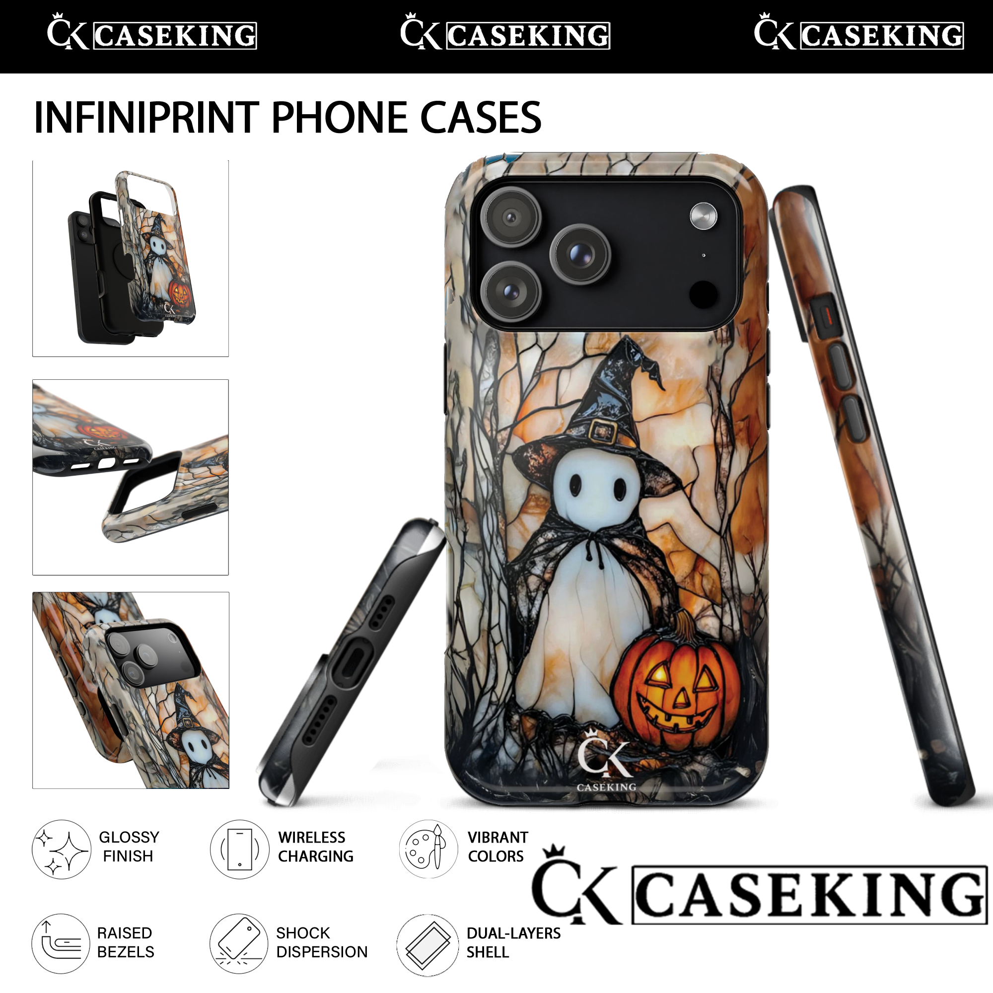 Halloween Stained Glass Ghost Witch Pumpkin Cute and Spooky Witchy Aesthetic