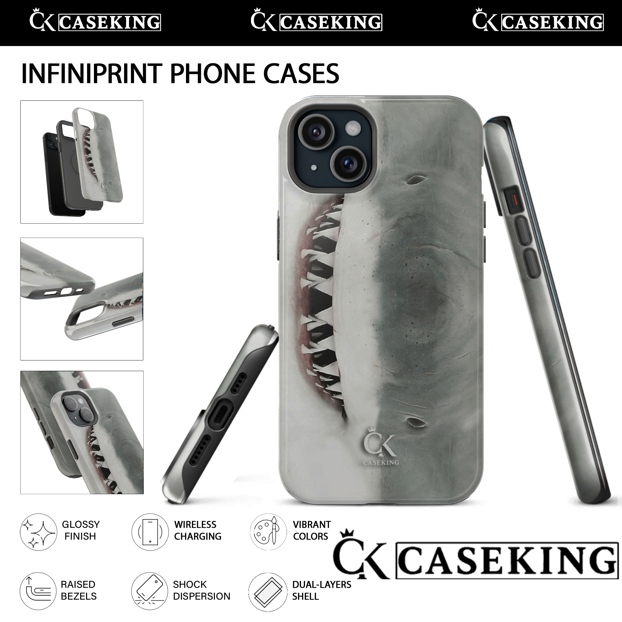 Cute Funny Shark Face 3D Texture