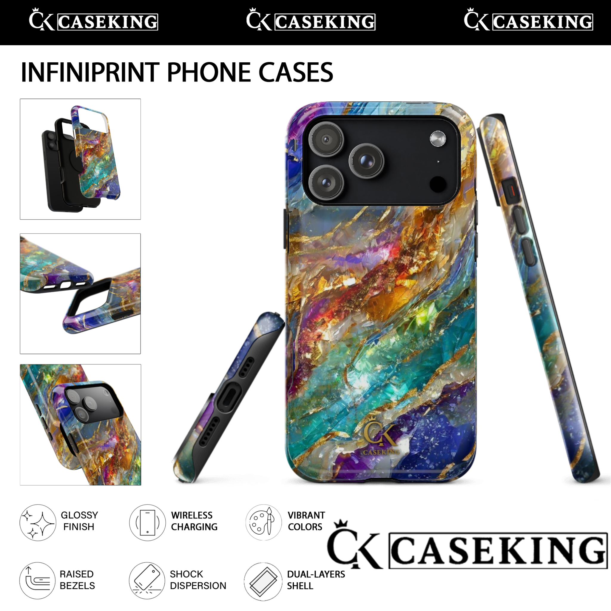 Rainbow Light Abstract Crystal Gold Foil Veins Elegant Texture