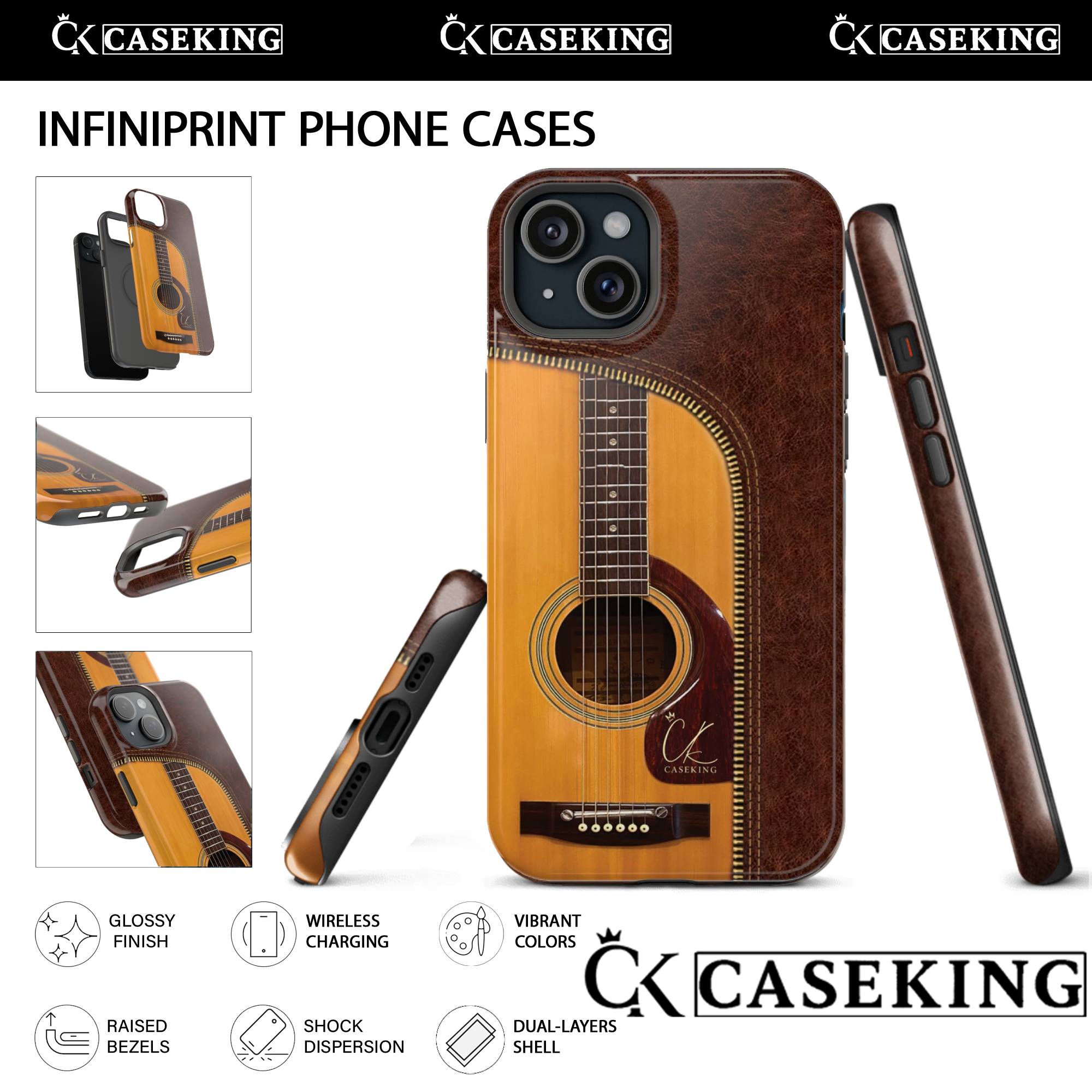 Acoustic Guitar Detailed Stitching Leather Texture