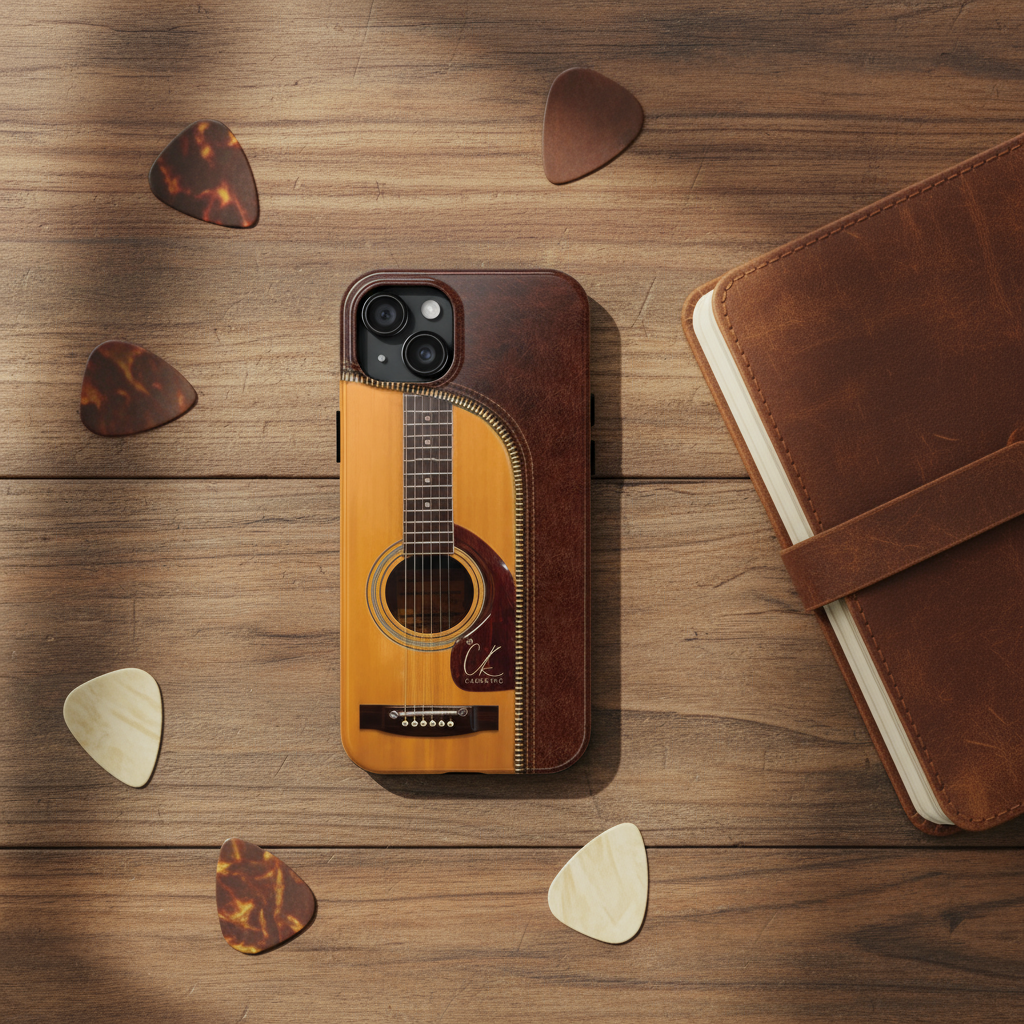 Acoustic Guitar Detailed Stitching Leather Texture