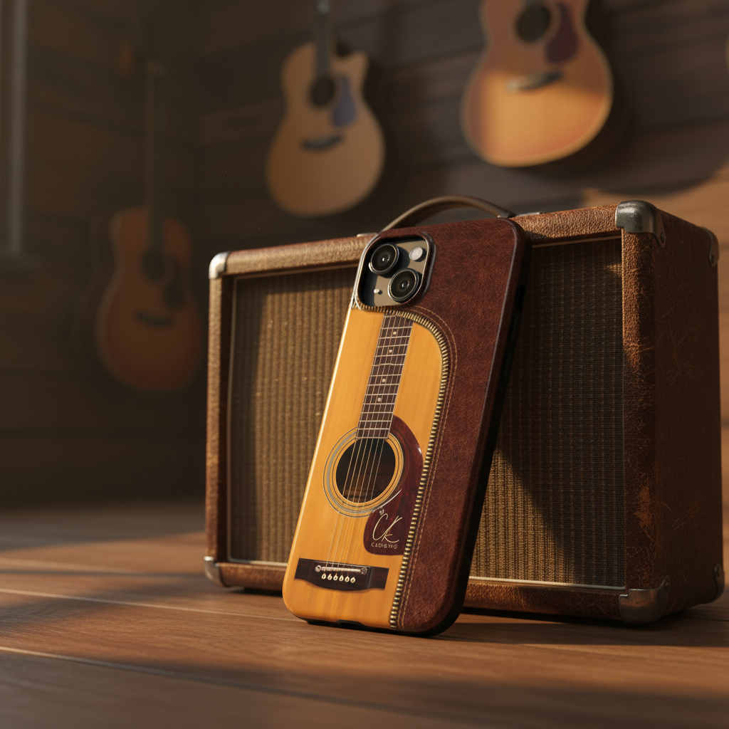 Acoustic Guitar Detailed Stitching Leather Texture