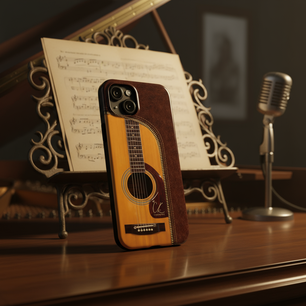 Acoustic Guitar Detailed Stitching Leather Texture