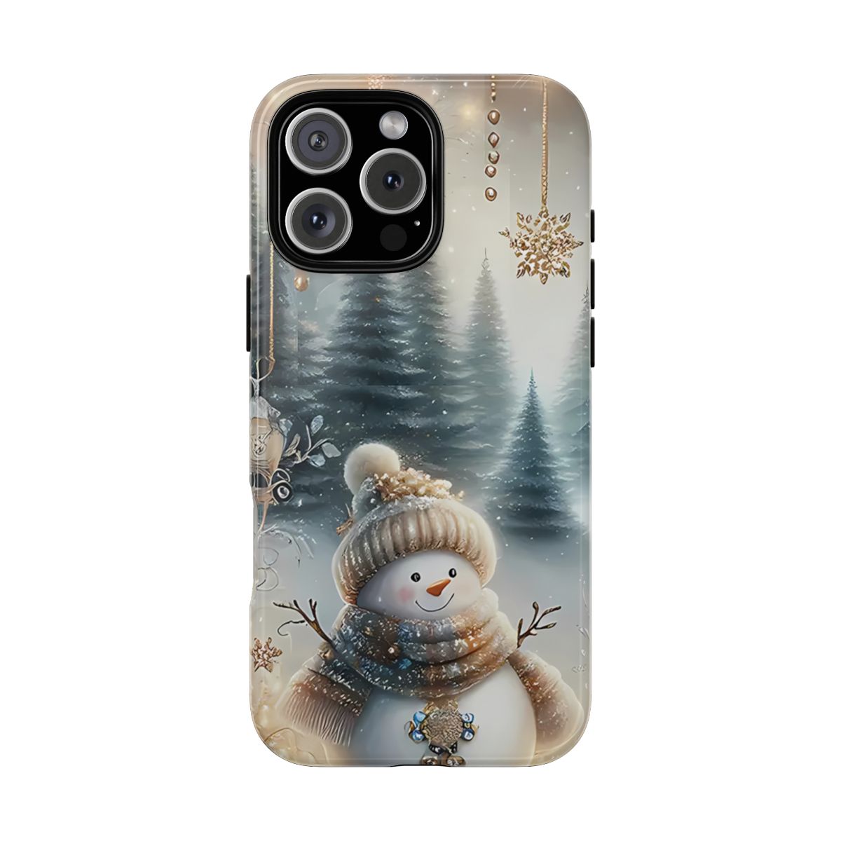 Christmas Snowman Phone Case for iPhone Samsung Pixel Polycarbonate TPU Impact Resistant Shock Dispersion Wireless Charging Friendly