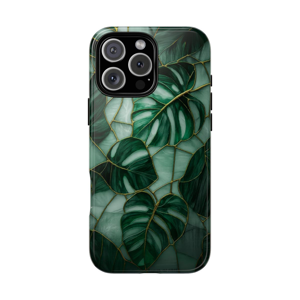 Stained Glass Style Monstera Leafs Phone Case Art Deco Green Houseplants Artful Trendy Vintage Gift - Phone Case for Samsung/Iphone/Google