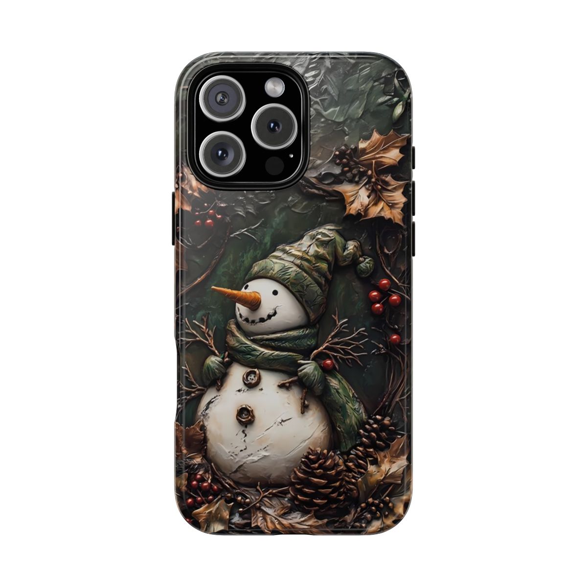 Christmas phone case with Pinecones, Holly, Vintage Winter Holiday Phone Cover