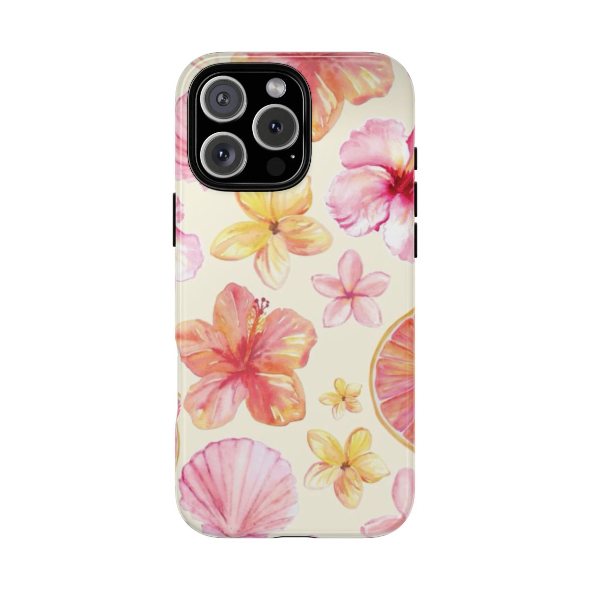 Hibiscus Seashell Phone Case, Cute Trendy Summer Pastel Floral Print- Phone Case for iPhone/ Samsung/ Google Pixel