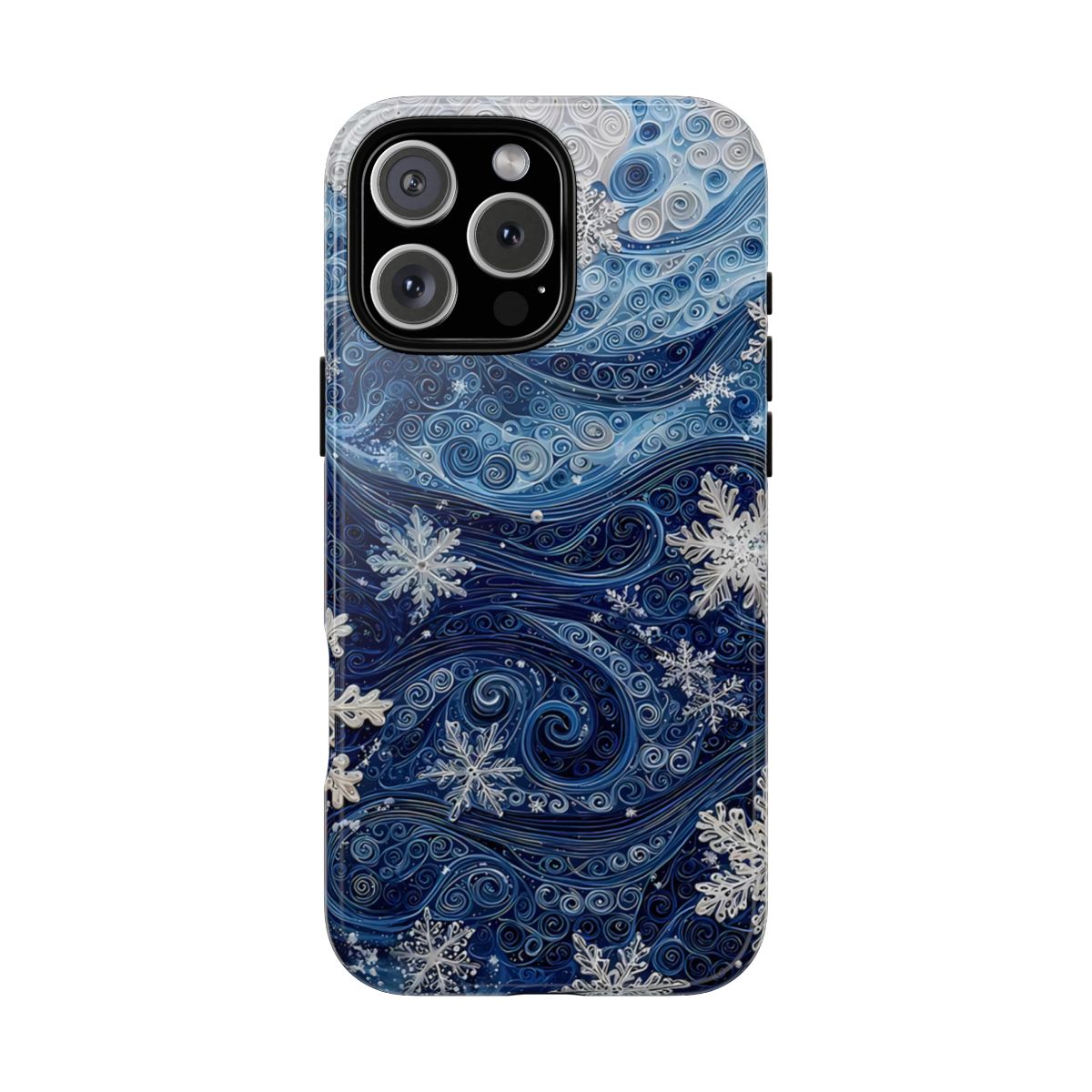 Blue Snowflake iPhone Case Winter Swirl Cover Festive Protection & Charm for Winter Lovers Christmas Snowman Premium Design