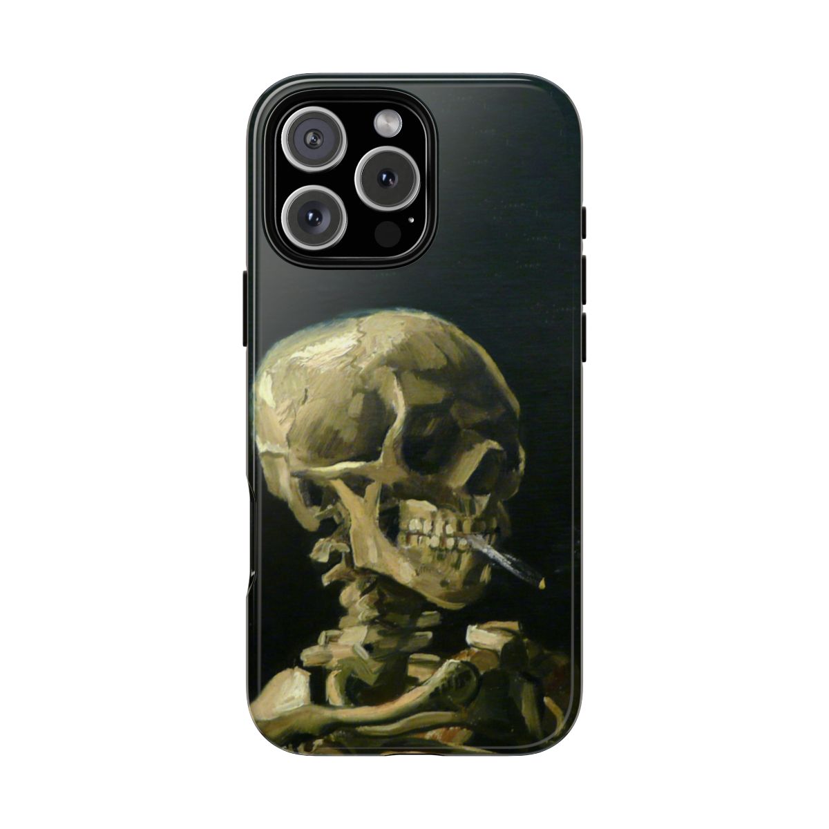 Art phone case, Skull with Burning Cigarette by Vincent Van Gogh, Painting phone case, Skeleton design case - Phone Case