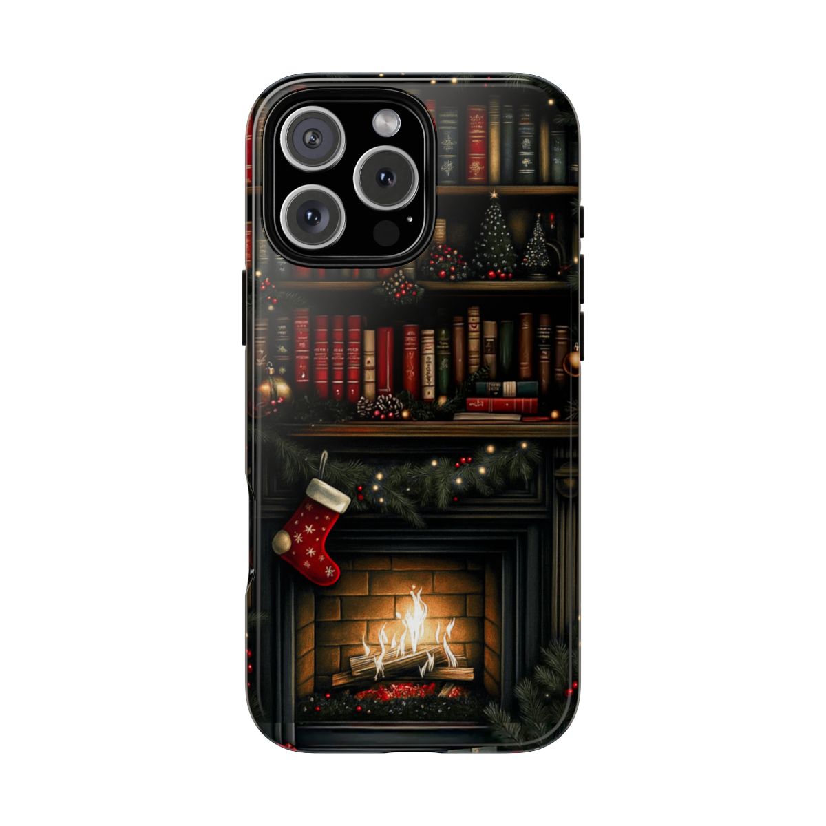 Bookshelf Phone Case | Christmas Book Lover Case, Book Worm Dark Academia Design