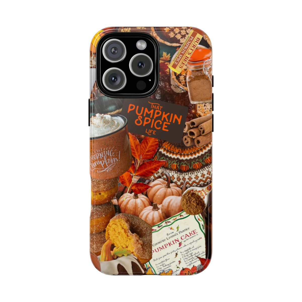 Fall Collage Phone Case: Pumpkin Spice Autumn Design - UV Protection & Shock Absorption - Soft TPU Liner - Wireless Charging Compatible - Halloween & Autumn Coquette Design