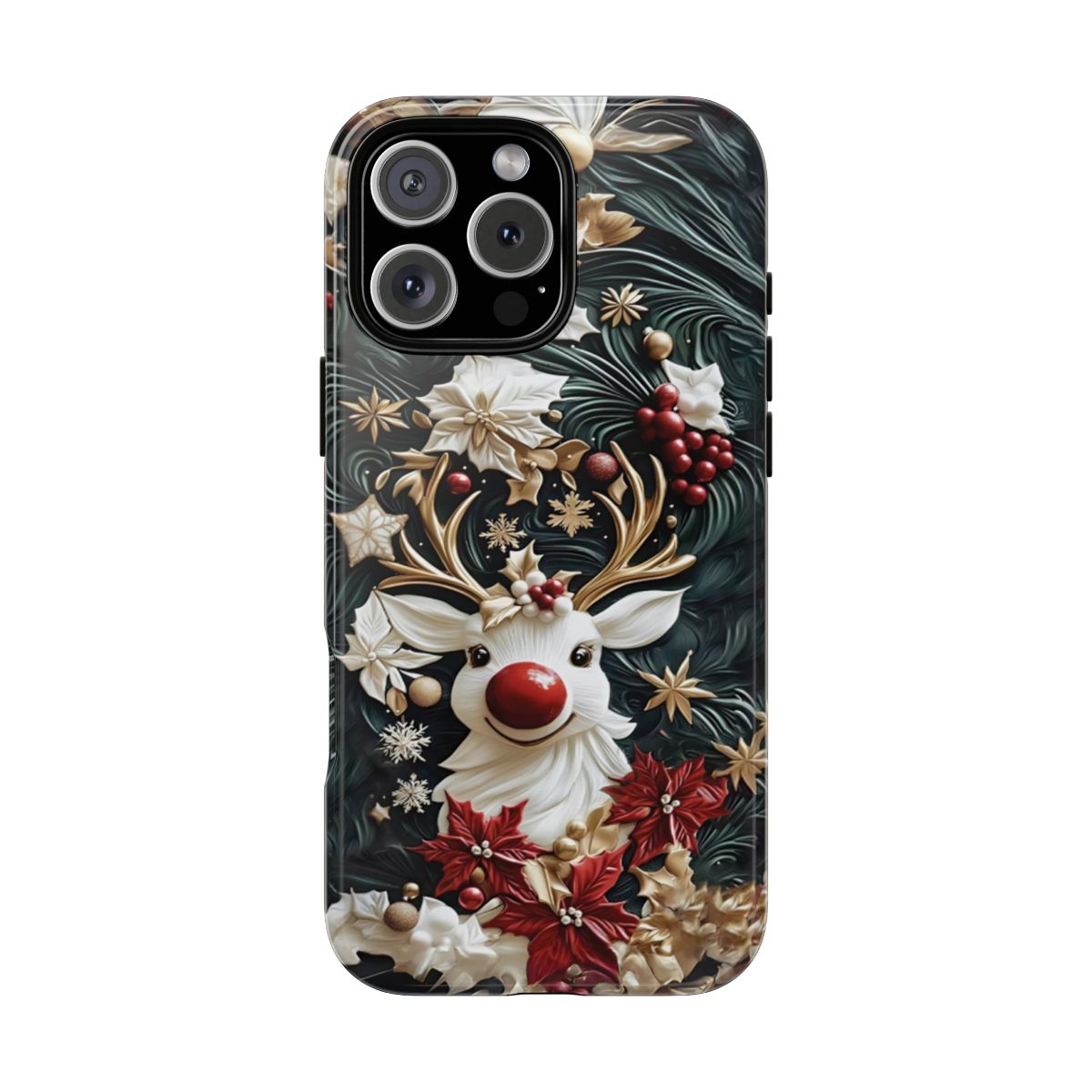 Vintage Christmas Phone Case - Festive Design with Tough Protection & Textured White Swirl Background for Winter Lovers