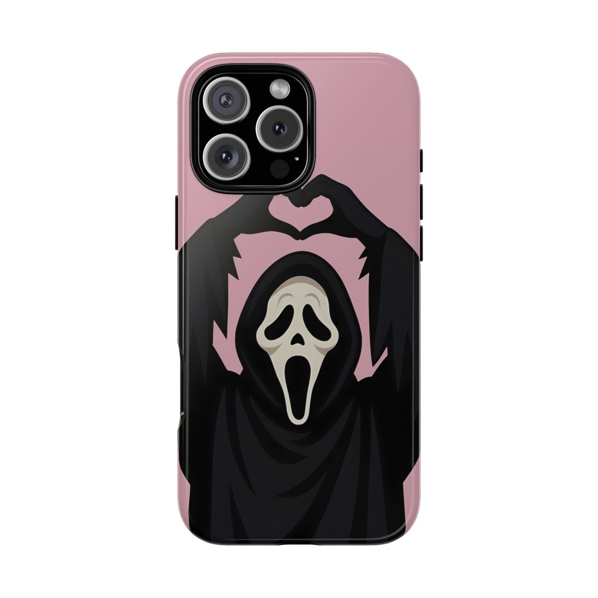 Ghost Face Pink Phone Case with Cute Heart Gesture Design for iPhone And Samsung